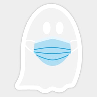 Halloween ghost wearing Blue surgical mask Sticker